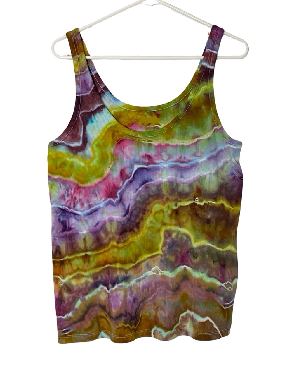 Custom Tie Dye Tank Top Womens Size XXL OOAK Handmade Geode Ice Upcycled Shirt